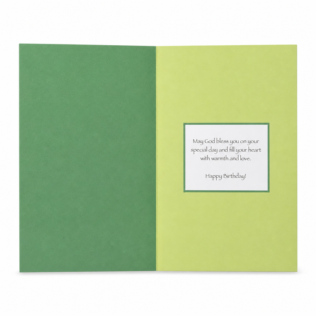 Green Green Floral Happy Birthday Card