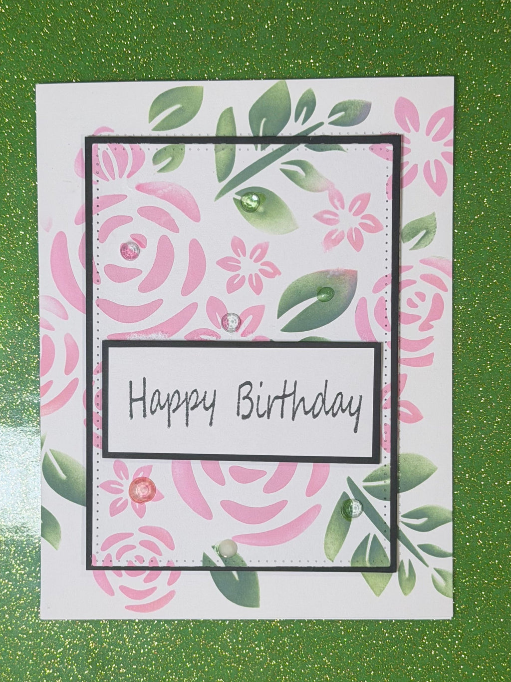 Green and Pink Birthday Card