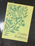 Green Green Floral Happy Birthday Card