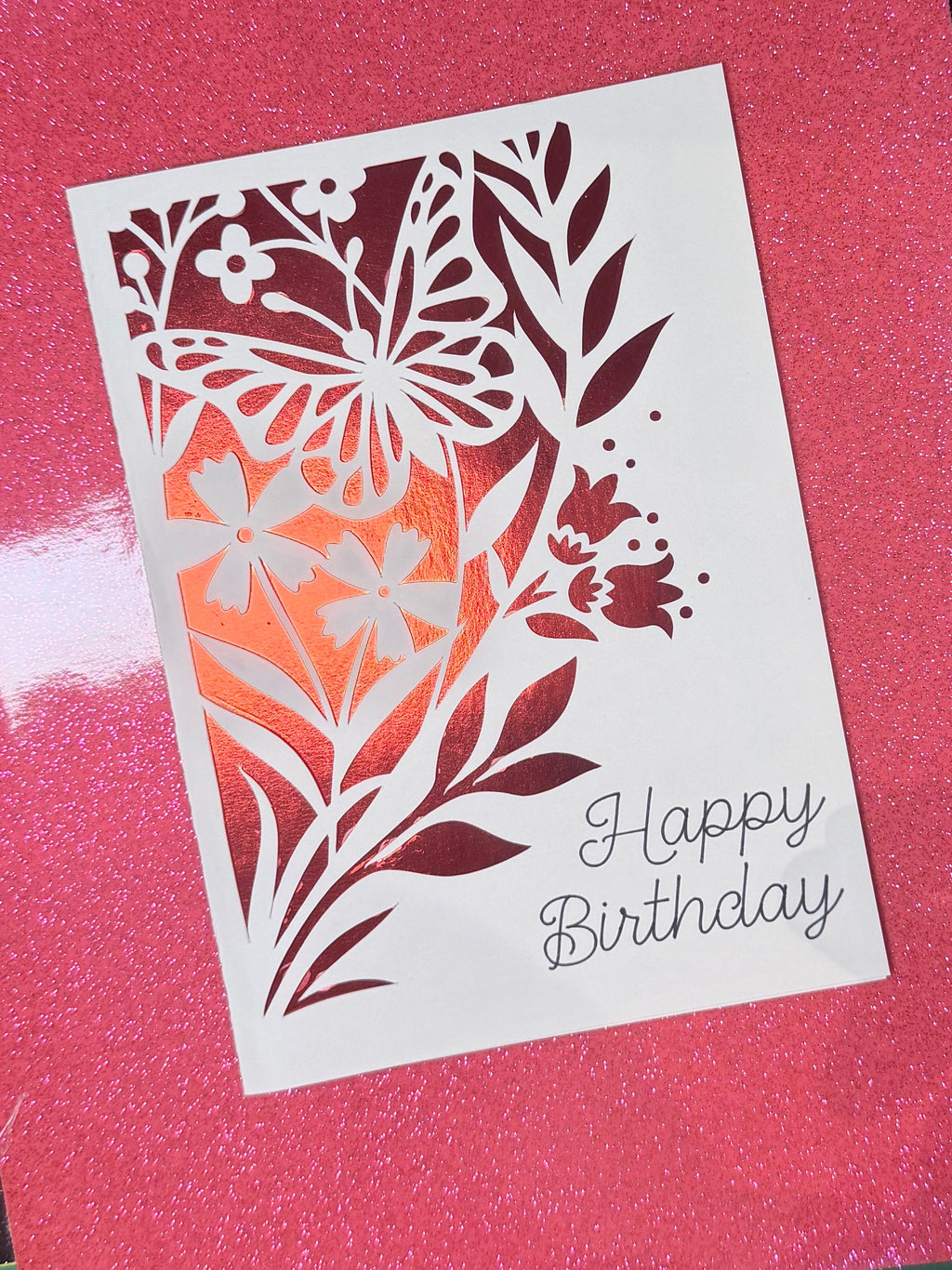 Red Floral Happy Birthday Card