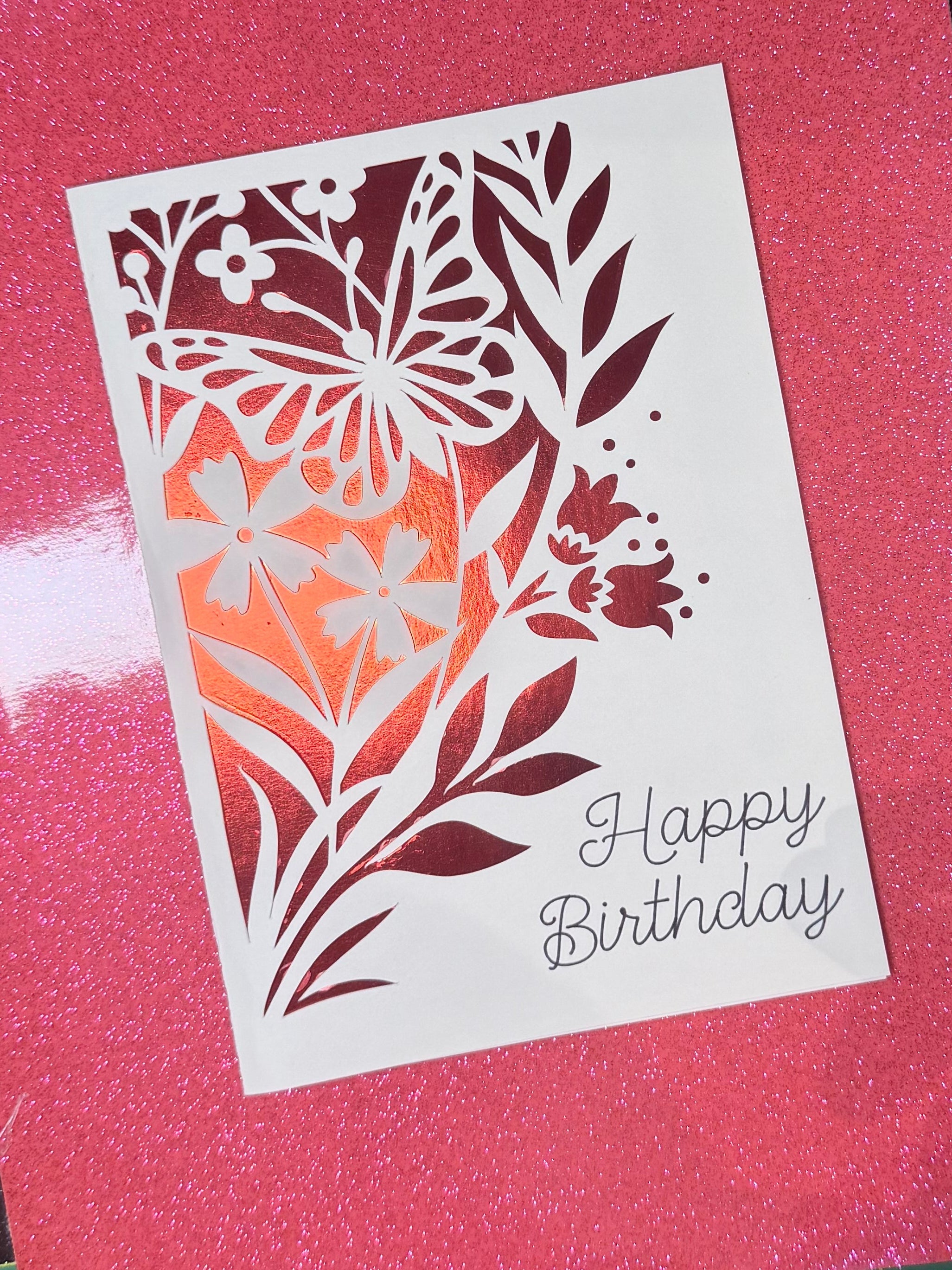Red Floral Happy Birthday Card